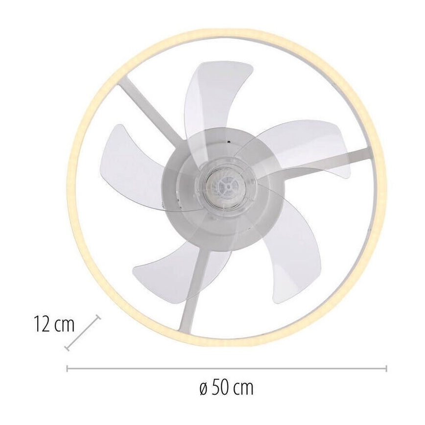 JUST LIGHT. 14624-16 - Ventilador de techo regulable con luz LED RITA LED/22W/230V 3000-6000K, diámetro 50 cm, blanco + mando a distancia