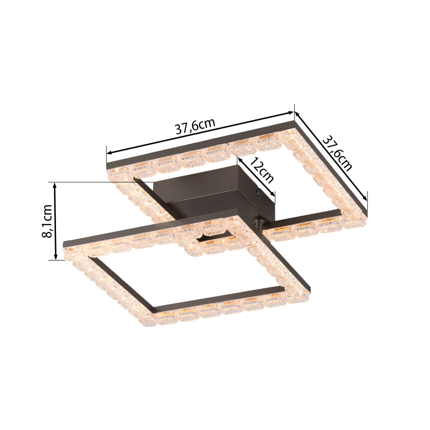 JUST LIGHT. 14732-18 - Luminaria de techo LED GLITRA LED/17,5W/230V 37,6x37,6 cm negra