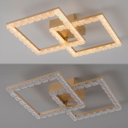 JUST LIGHT. 14732-60 - Plafón LED GLITRA LED/17,5W/230V 37,6x37,6 cm dorado