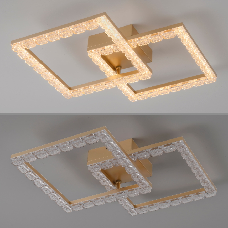 JUST LIGHT. 14732-60 - Plafón LED GLITRA LED/17,5W/230V 37,6x37,6 cm dorado