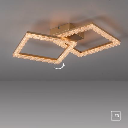 JUST LIGHT. 14732-60 - Plafón LED GLITRA LED/17,5W/230V 37,6x37,6 cm dorado