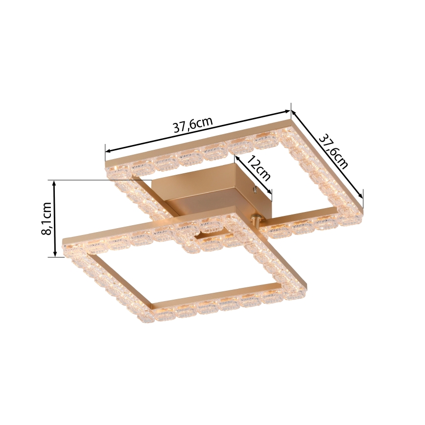 JUST LIGHT. 14732-60 - Plafón LED GLITRA LED/17,5W/230V 37,6x37,6 cm dorado