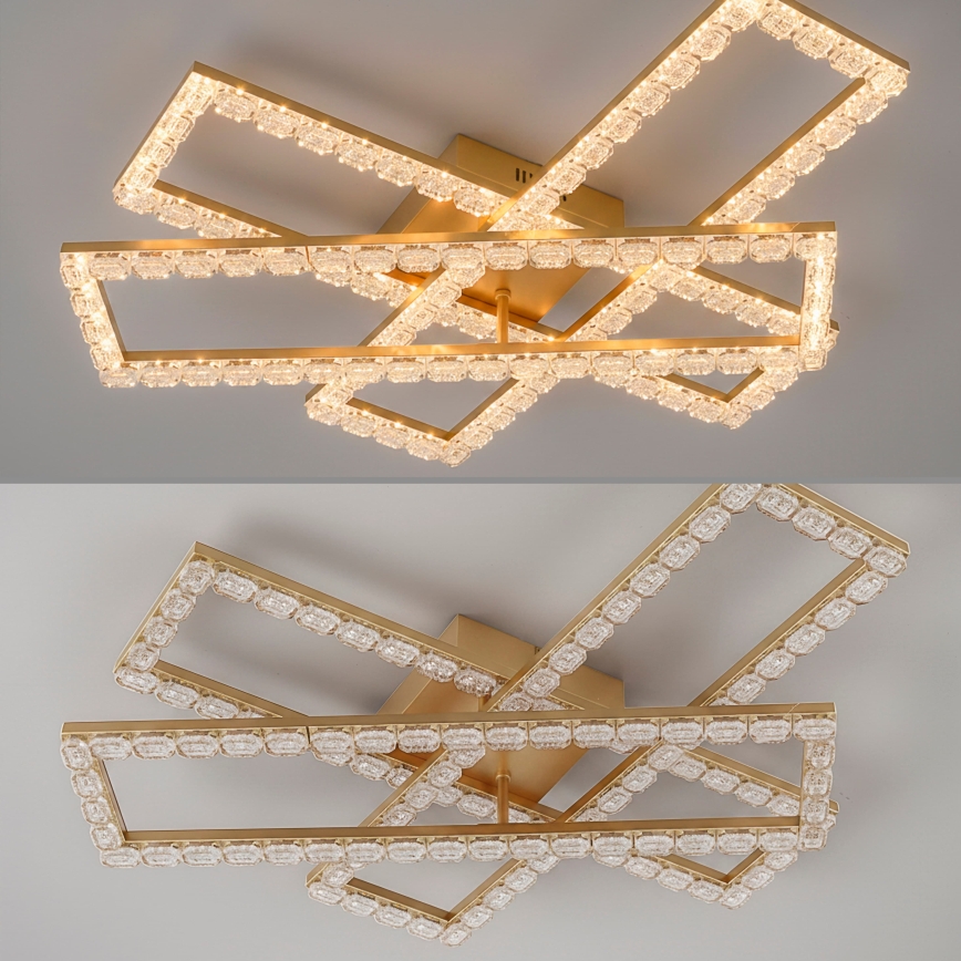 JUST LIGHT. 14733-60 - Luminaria de techo LED GLITRA LED/35W/230V 57,25x72,05 cm dorada