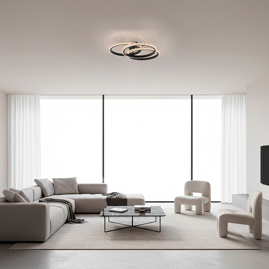 JUST LIGHT. 14734-18 - Lámpara de techo LED GLITRA LED/37W/230V Ø 50 cm negra
