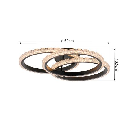 JUST LIGHT. 14734-18 - Lámpara de techo LED GLITRA LED/37W/230V Ø 50 cm negra
