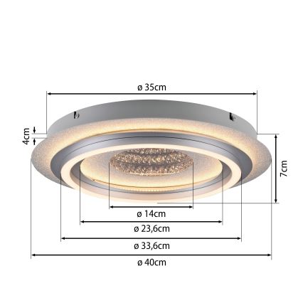 JUST LIGHT. 15089-21 - Luminaria de techo LED CICHIO LED/36W/230V Ø 40 cm cromo mate
