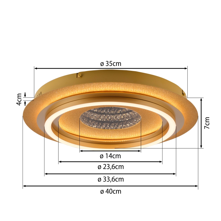 JUST LIGHT. 15089-60 - Lámpara de techo LED CICHIO LED/36W/230V Ø 40 cm dorada
