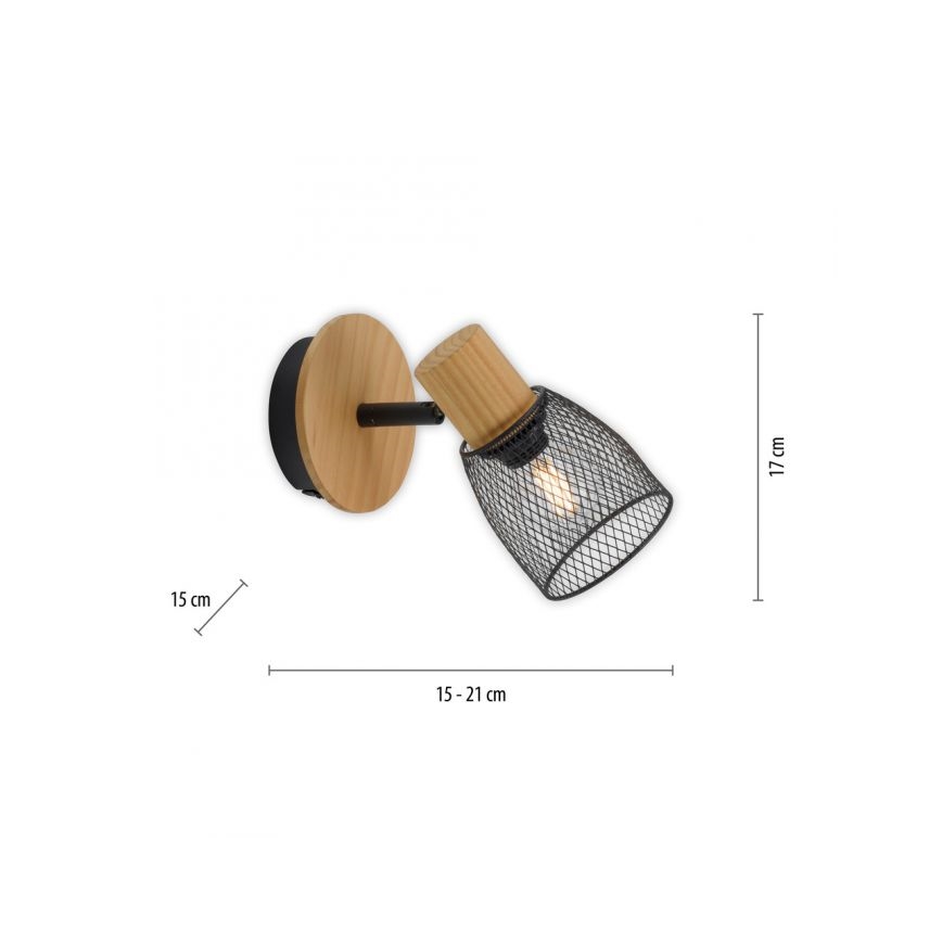 JUST LIGHT. 15191-79 - Foco de pared TAMIS 1xE14/10W/230V pino