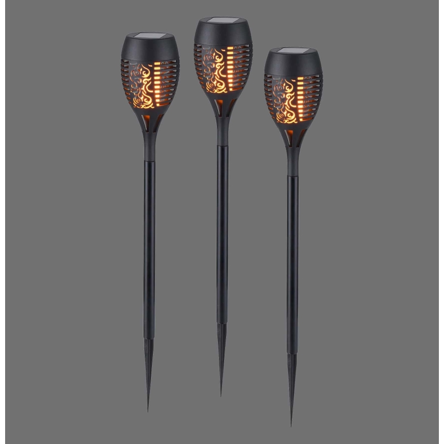 JUST LIGHT. 19106-18-3 - SET DE 3x Lámparas solares LED FACKEL LED/0,24W/1,2V 200 mAh IP44 negro