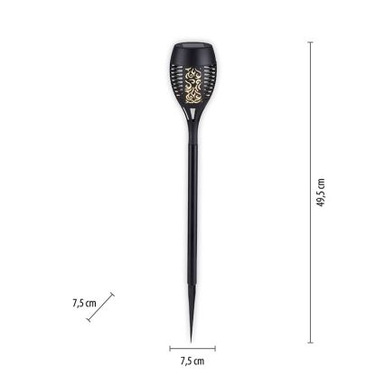 JUST LIGHT. 19106-18-3 - SET DE 3x Lámparas solares LED FACKEL LED/0,24W/1,2V 200 mAh IP44 negro