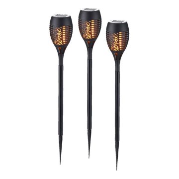 JUST LIGHT. 19106-18-3 - SET DE 3x Lámparas solares LED FACKEL LED/0,24W/1,2V 200 mAh IP44 negro