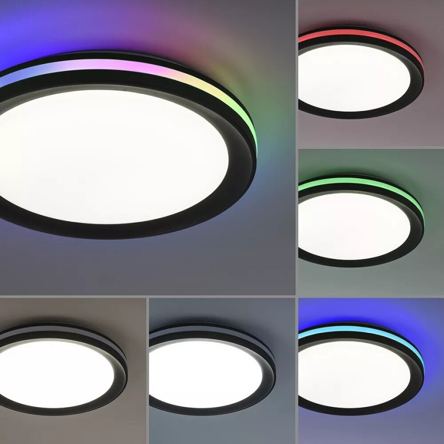 JUST LIGHT. 7509018 - Plafón LED RGBW regulable GANGES LED/24W/230V 2700-5000K + control remoto