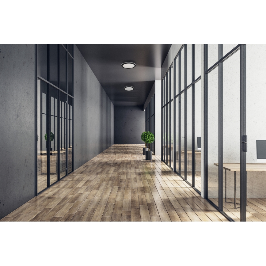 Plafón LED de exterior BENO ECO LED/30W/230V 3000/4000/6500K diá. 30 cm IP65 negro
