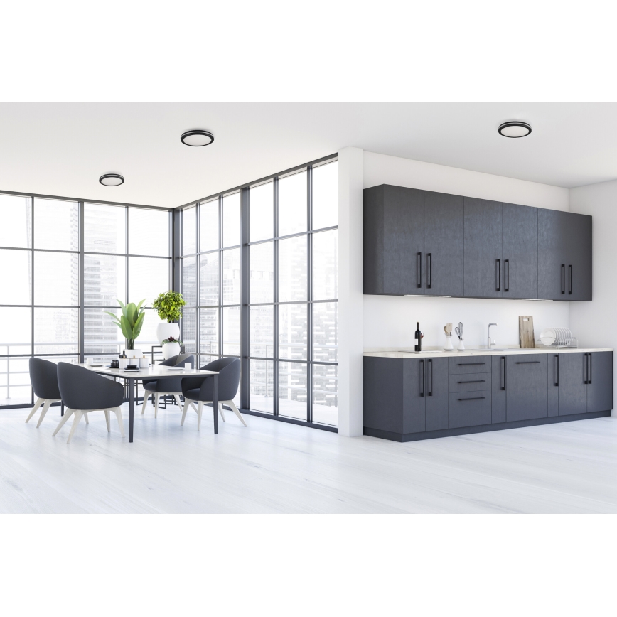 Plafón LED de exterior BENO ECO LED/30W/230V 3000/4000/6500K diá. 30 cm IP65 negro