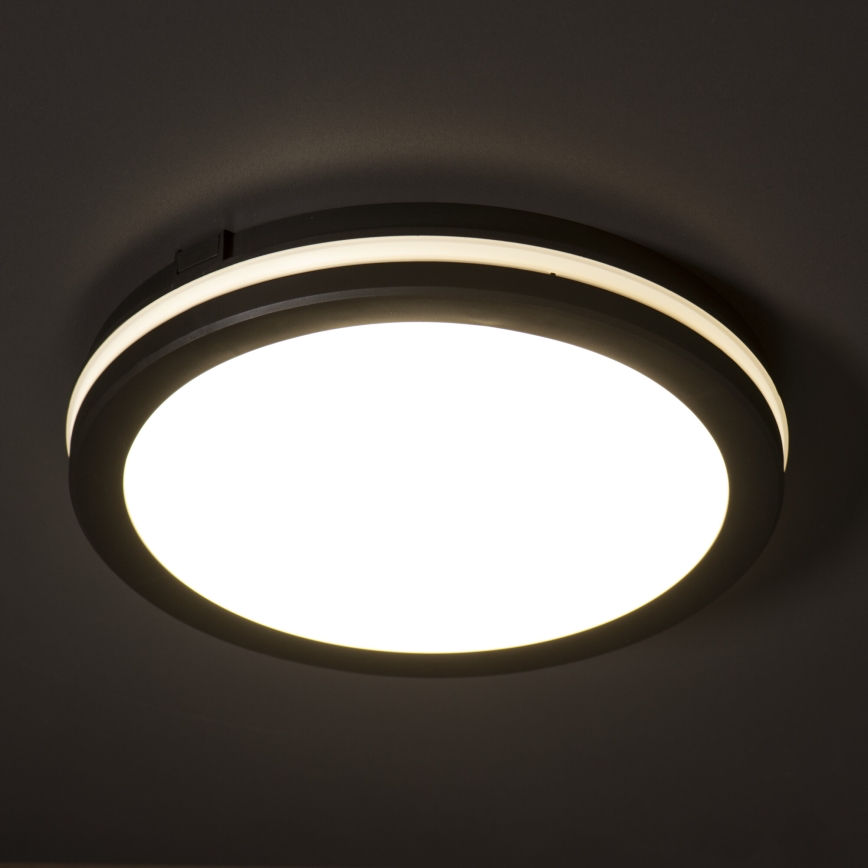 Plafón LED de exterior BENO ECO LED/30W/230V 3000/4000/6500K diá. 30 cm IP65 negro