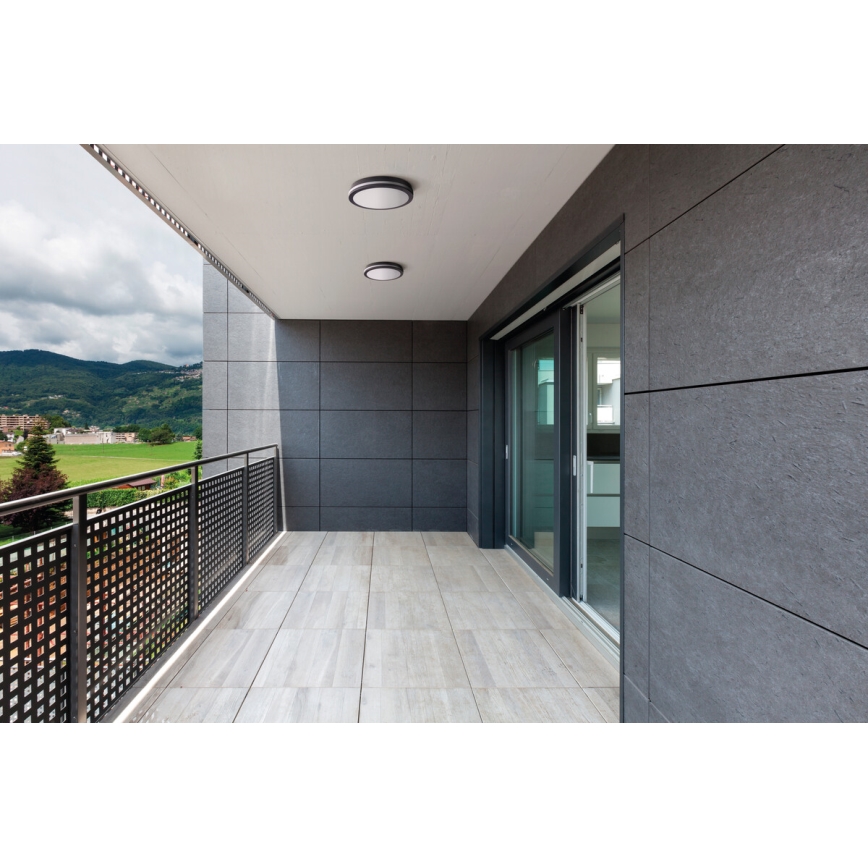 Plafón LED de exterior con sensor de movimiento BENO LED/24/30W/230V 3000/3500/4000K IP65 antracita redondeado