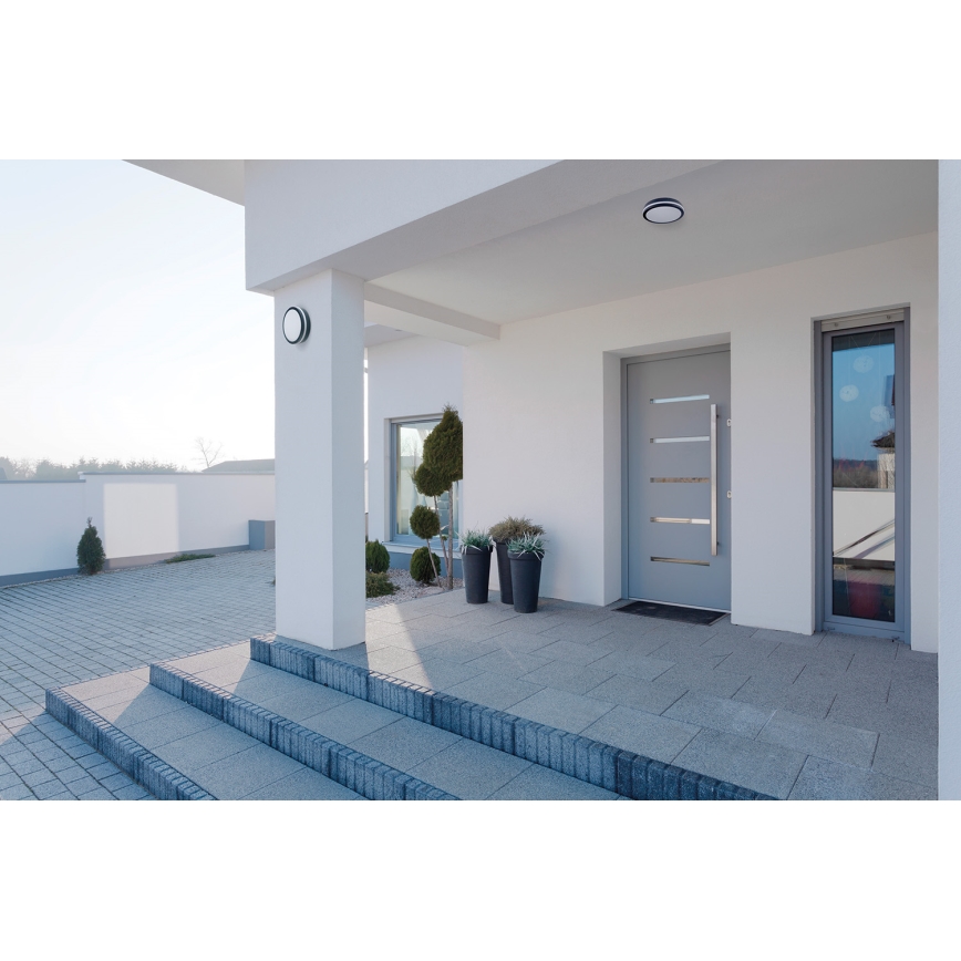 Plafón LED de exterior con sensor de movimiento BENO LED/24/30W/230V 3000/3500/4000K IP65 antracita redondeado