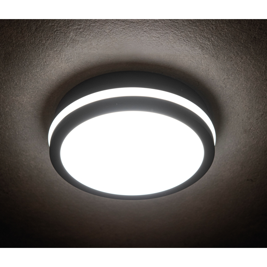 Plafón LED de exterior con sensor de movimiento BENO LED/24/30W/230V 3000/3500/4000K IP65 antracita redondeado