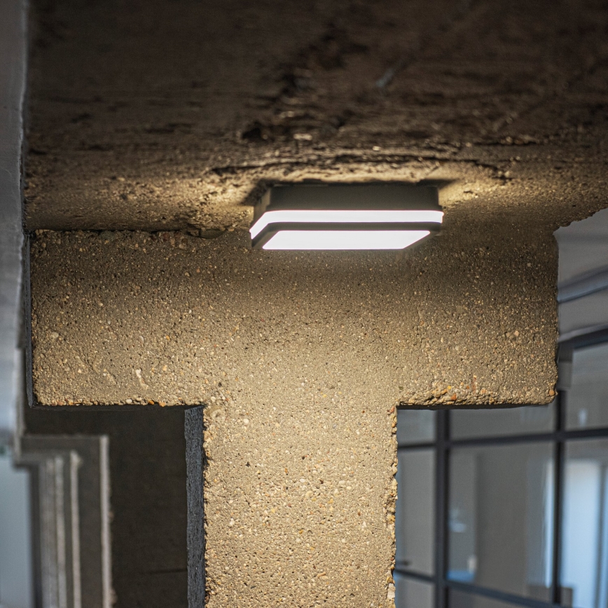 Plafón LED de exterior con sensor de movimiento BENO LED/12/18W/230V 3000/3500/4000K IP65 antracita cuadrado