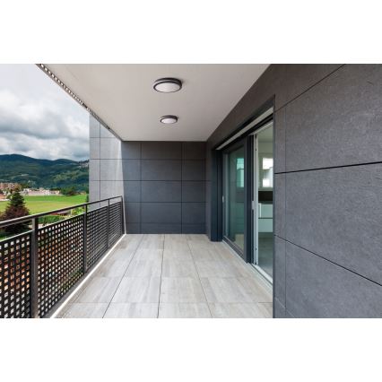 Plafón LED de exterior con sensor de movimiento BENO LED/12/18W/230V 3000/3500/4000K IP65 antracita redondeado