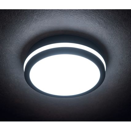 Plafón LED de exterior con sensor de movimiento BENO LED/12/18W/230V 3000/3500/4000K IP65 antracita redondeado