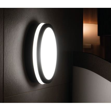 Plafón LED de exterior con sensor de movimiento BENO LED/12/18W/230V 3000/3500/4000K IP65 antracita redondeado