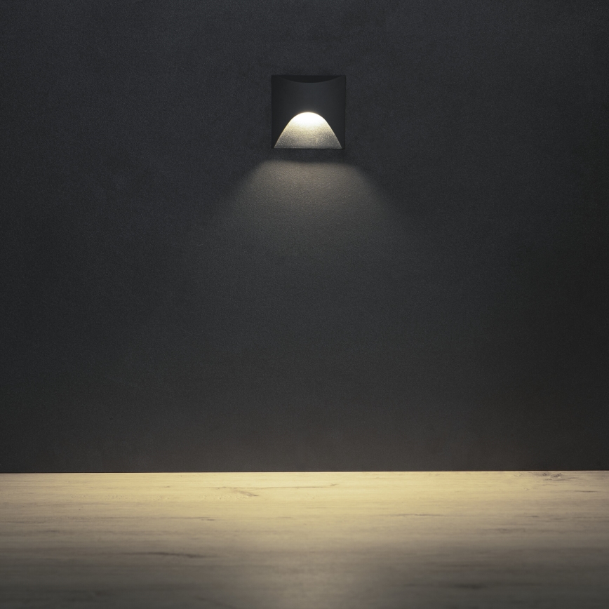 Luminaria LED para escalera EXIN LED/2,5W/230V 4000K IP65 antracita cuadrada