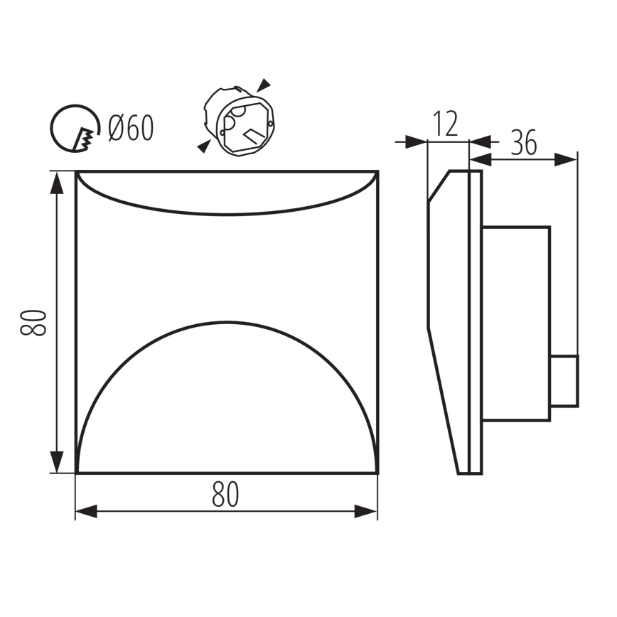 Luminaria LED para escalera EXIN LED/2,5W/230V 4000K IP65 antracita cuadrada