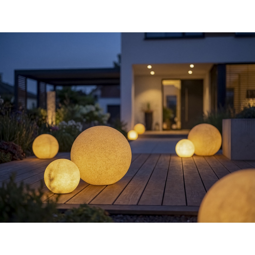 Lámpara de exterior STONO 1x E27/20W/230V, diámetro 50 cm, IP65, beige