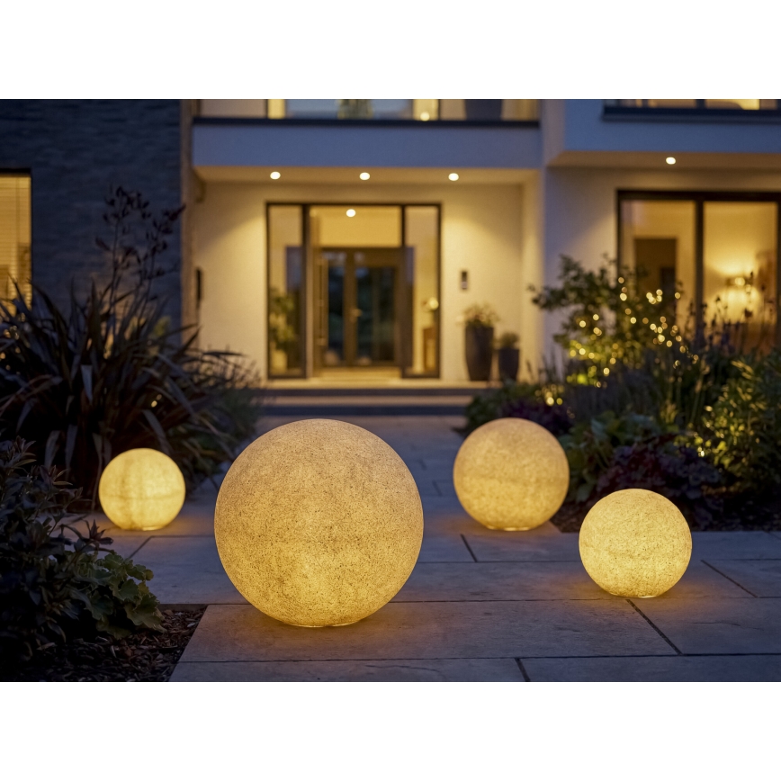 Lámpara de exterior STONO 1x E27/20W/230V, diámetro 50 cm, IP65, beige