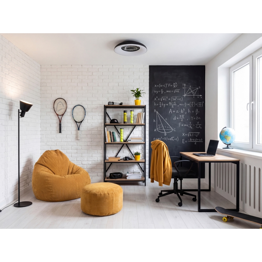 Luminaria de techo LED RGBW regulable con ventilador PLAVE PAN LED/48W/230V 3000-6500K Ø 60 cm negra + mando a distancia