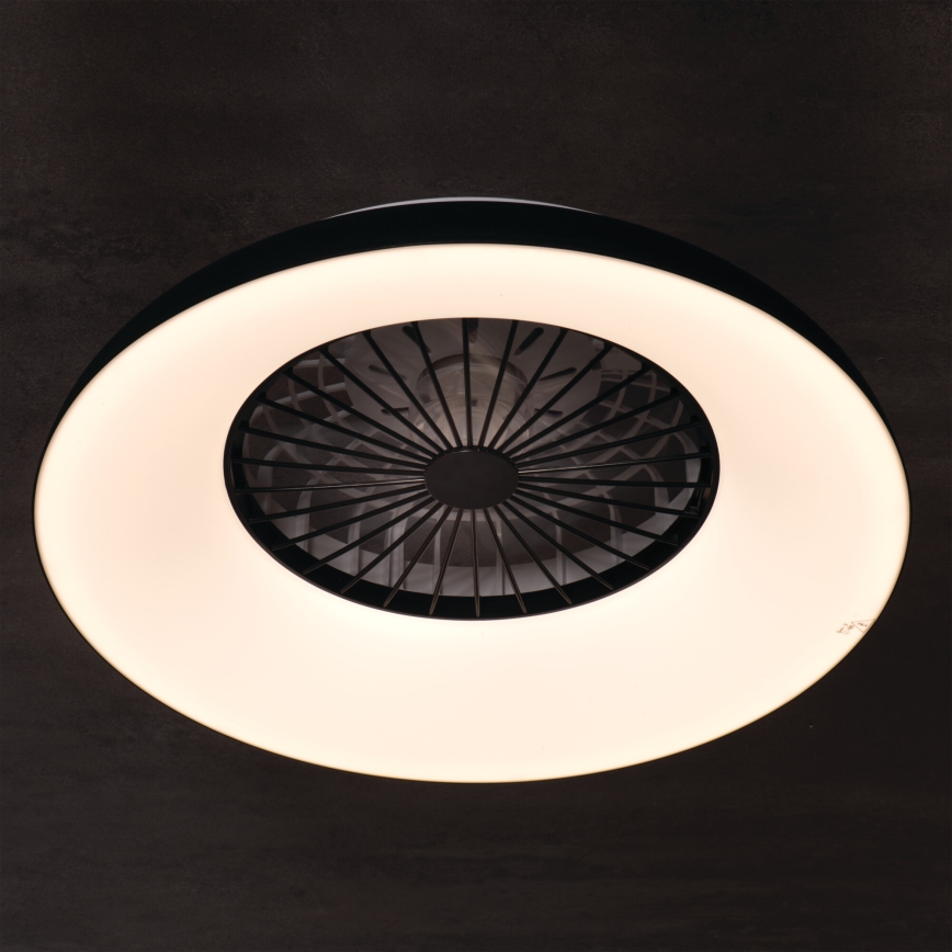 Luminaria de techo LED RGBW regulable con ventilador PLAVE PAN LED/48W/230V 3000-6500K Ø 60 cm negra + mando a distancia