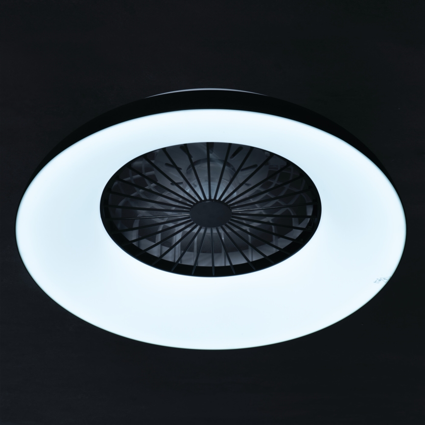Luminaria de techo LED RGBW regulable con ventilador PLAVE PAN LED/48W/230V 3000-6500K Ø 60 cm negra + mando a distancia