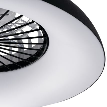 Luminaria de techo LED RGBW regulable con ventilador PLAVE PAN LED/48W/230V 3000-6500K Ø 60 cm negra + mando a distancia