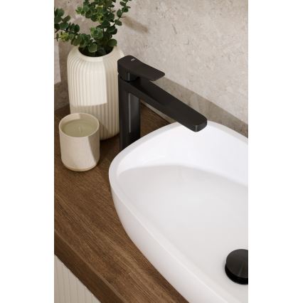KFA Armatura 4522-825-81 - Grifo de lavabo + desagüe MALAGA 17 cm negro