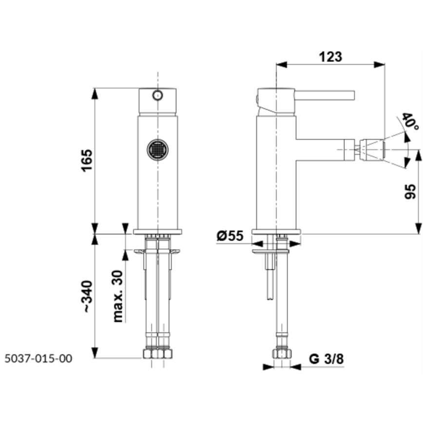 KFA Armatura 5037-015-00 - Grifo para bidé + desagüe con rebosadero MOZA cromo brillante