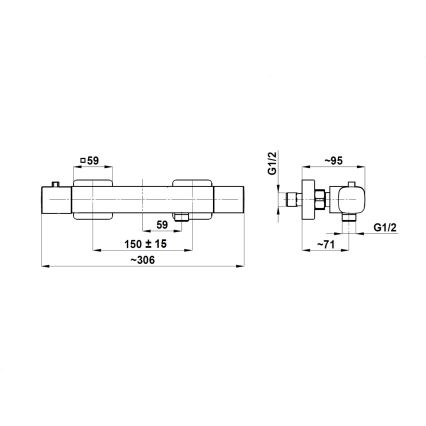 KFA Armatura 5756-010-00 - Batería termostática para ducha MALAGA cromo brillante