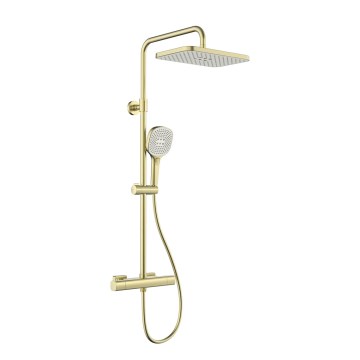 KFA Armatura 5756-910-31 - Set de ducha con grifería termostática MALAGA, acabado oro cepillado