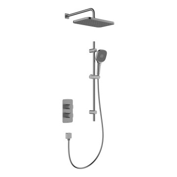 KFA Armatura 5759-301-61 - Juego de ducha con grifo termostático empotrado MALAGA, gris metálico