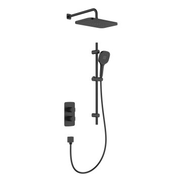 KFA Armatura 5759-301-81 - Conjunto de ducha con grifo termostático empotrado MALAGA, negro