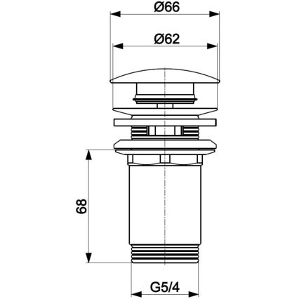 KFA Armatura 660-254-00 - Desagüe para lavabo con rebosadero CLICK-CLACK d. 6,6 cm cromo brillante