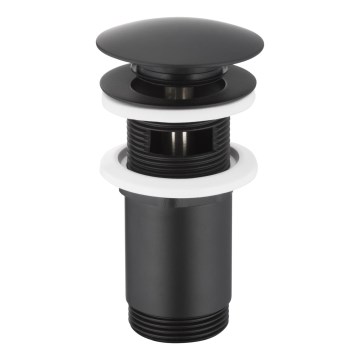 KFA Armatura 660-254-81 - Desagüe para lavabo con rebosadero CLICK-CLACK d. 6,6 cm latón/negro mate