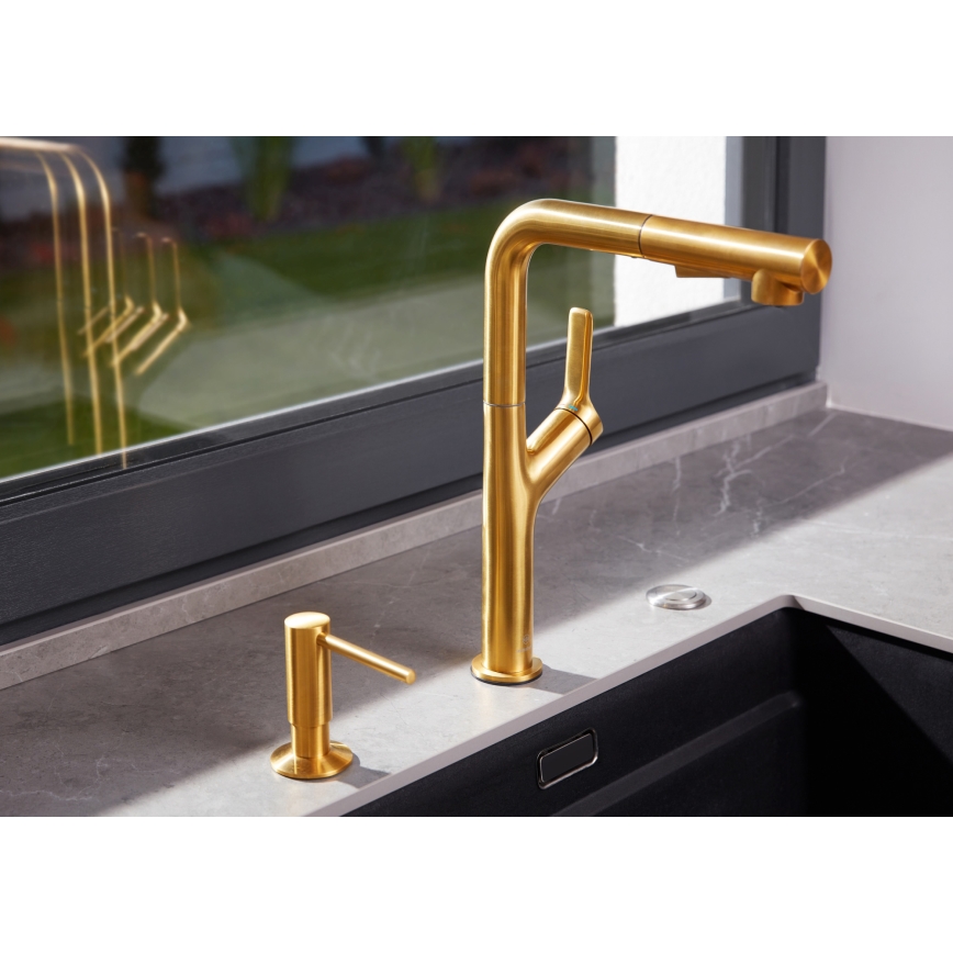 KFA Armatura 6623-220-31 - Grifo de fregadero con rociador extraíble DUERO DESIGN acero inoxidable/oro cepillado