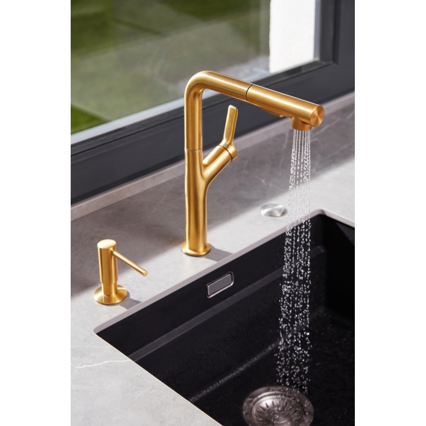 KFA Armatura 6623-220-31 - Grifo de fregadero con rociador extraíble DUERO DESIGN acero inoxidable/oro cepillado