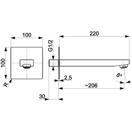 KFA Armatura 836-005-81 - Caño para instalación empotrada LOGON latón/mate negro