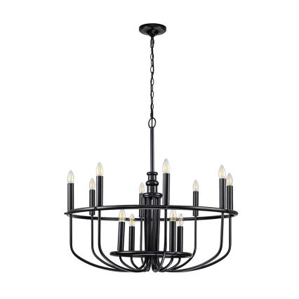 Kichler - Lámpara de araña con cadena CAPITOL HILL 12xE14/40W/230V negra