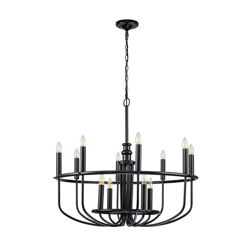 Kichler - Lámpara de araña con cadena CAPITOL HILL 12xE14/40W/230V negra