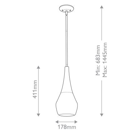 Kichler - Lámpara de suspensión DEELA con varilla 1xE27/60W/230V Ø 17,8 cm negra