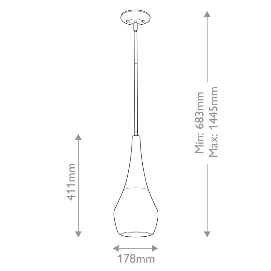 Kichler - Lámpara de suspensión DEELA con varilla 1xE27/60W/230V Ø 17,8 cm negra