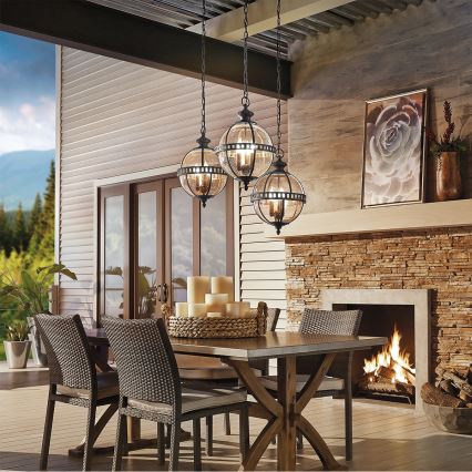 Kichler - Lámpara de exterior colgante en cadena HALLERON 3xE14/60W/230V IP44